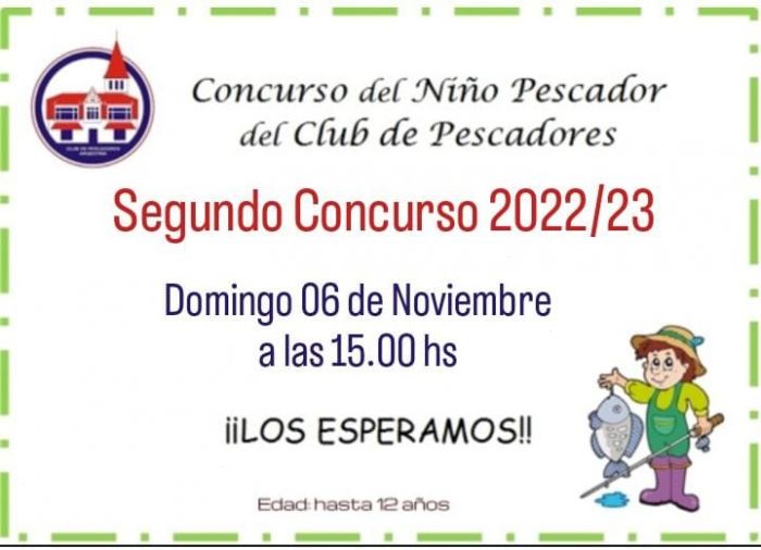 El domingo 6 de noviembre es el segundo Concurso del Niño Pescador de la temporada 2022/23